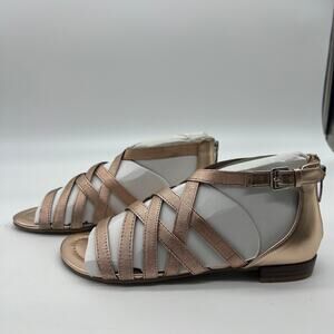 Marc Fisher Cross Weave Stretch Sandals Size 6 M Rose Gold